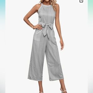 Striped light grey and white jumpsuit